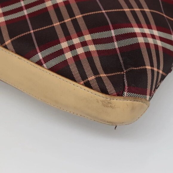 BURBERRY Nova Check Blue Label Shoulder Bag Canvas Red Silver Auth bs27656 - Picture 6 of 15